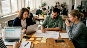 Sodelovanje marketinških strokovnjakov za SaaS v skupnem delovnem prostoru