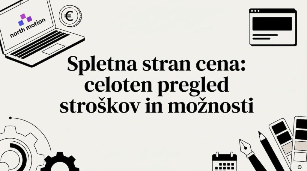 Ilustracija za naslovnico bloga, ki prikazuje elemente s cenami za izdelavo spletnih strani