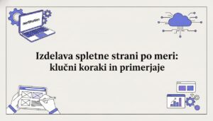 Naslovna kartica v sodobnem, ravnem vektorskem slogu, kjer spletni oblikovalski elementi elegantno obkrožajo osrednji del.
