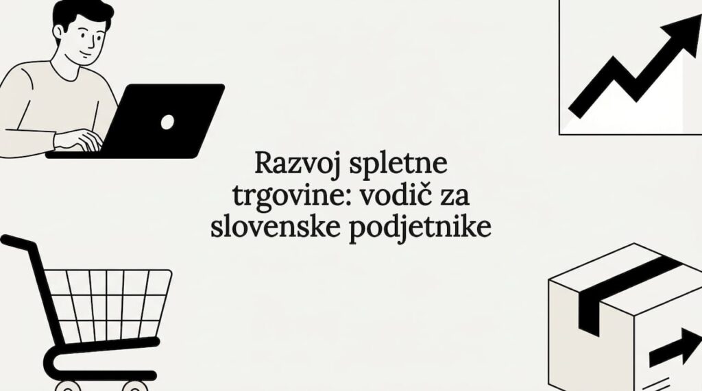 Okrasna ilustracija, ki poudari naslov bloga o razvoju spletne trgovine